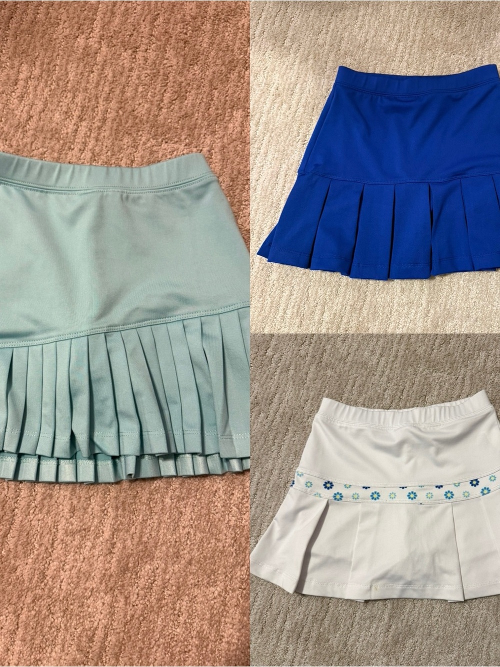 Girls little miss tennis Pleated Tennis Skirt - Blue, Light Teal, White